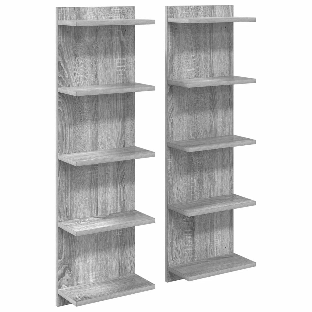 Scaffale da parete 2 pz Sonoma grigio 30 x 15 x 100 cm 8012407