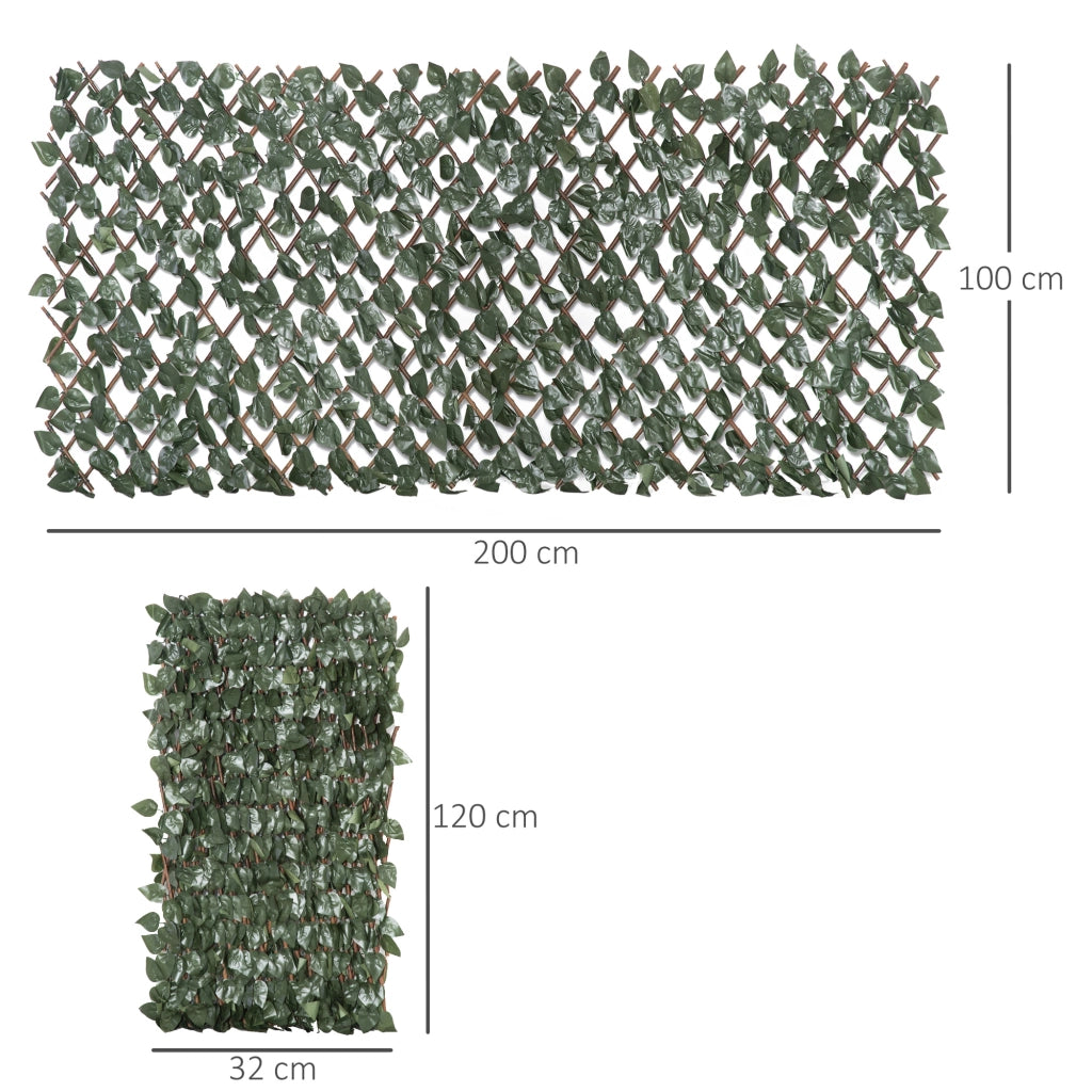 EasyComfort Finta Siepe 8 Pezzi Parete Verde Estensibile per Esterni, in Legno e Poliestere, 200x100cm
