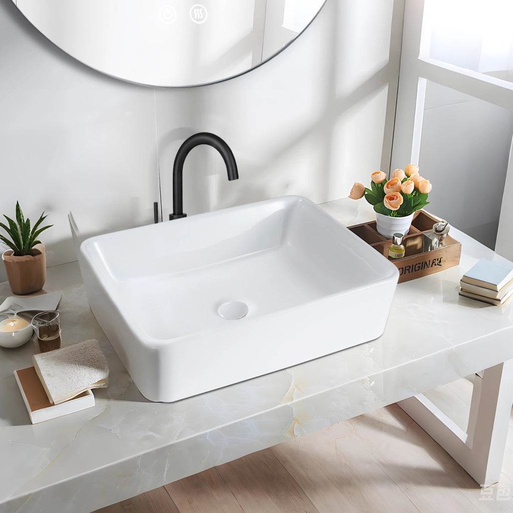 ZMH Lavabo bianco 48x37x13,5cm Ceramica per WC ospiti