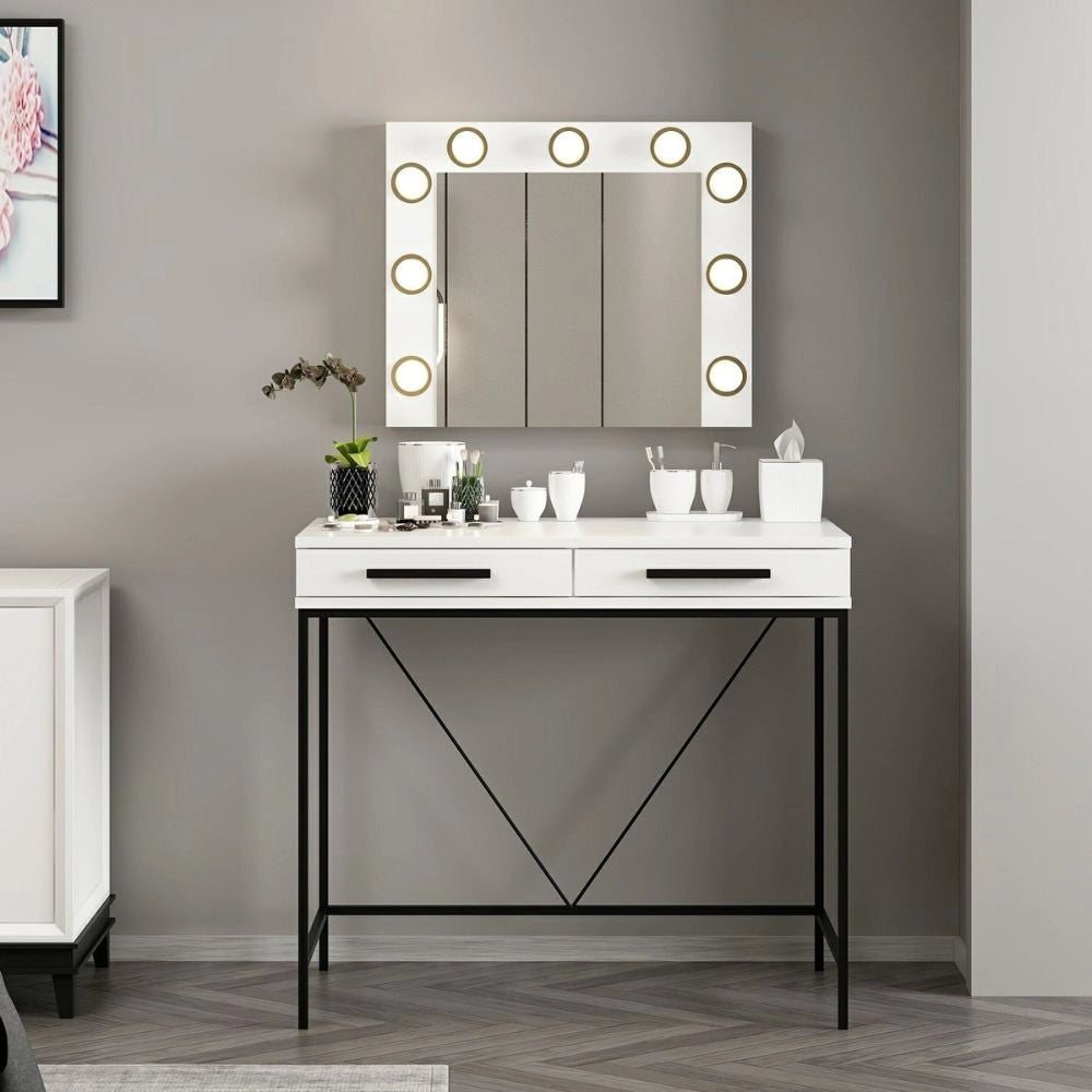Toeletta da Trucco bianco Sane 90x45x80H: Eleganza e funzionalità per il tuo beauty corner