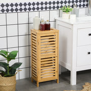 Armadietto da bagno in bambù con 1 anta a lamelle e ripiano regolabile, per bagno, naturale, 30 × 19,9 × 70 cm