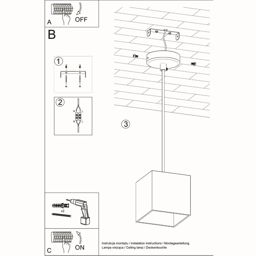 Lampada a sospensione QUAD 1 bianco