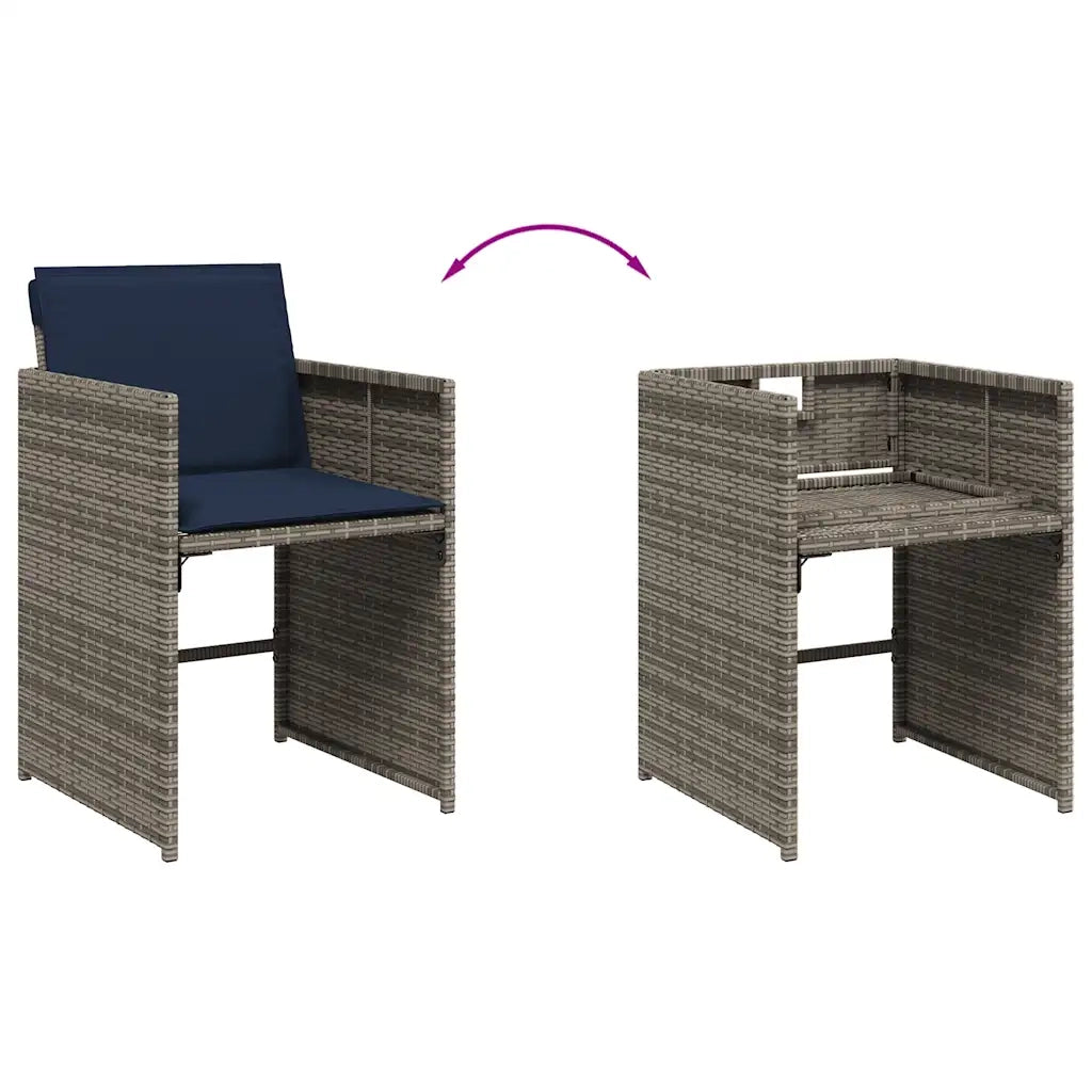 Set da pranzo da giardino da 7 pz con Cuscini in Polyrattan Grigio 3277864