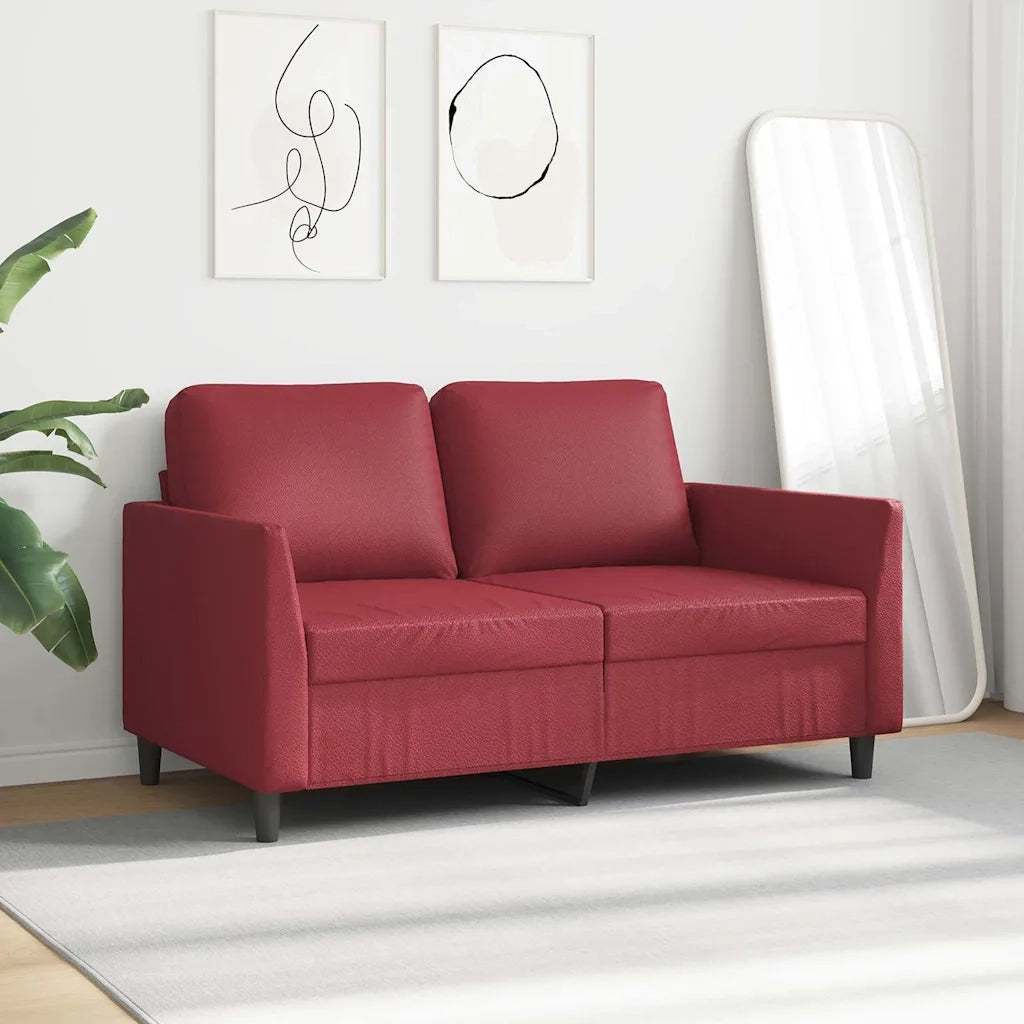 Divano a 2 Posti-Sofa 2 Posti Rosso Vino 120 cm in Similpelle 170539