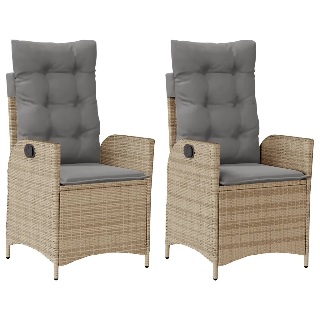 Sedie Reclinabili Giardino 2 pz | Sedie da Esterno Cuscini Beige Misto Polyrattan
