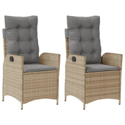 Sedie Reclinabili Giardino 2 pz | Sedie da Esterno Cuscini Beige Misto Polyrattan