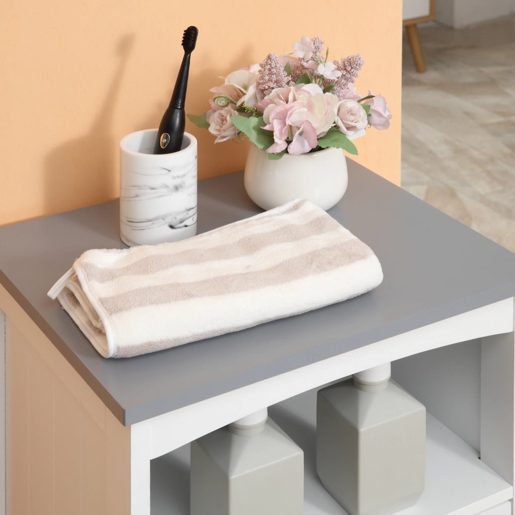 Mobiletto Bagno con 3 Cassetti e Scaffale Aperto ¨C zephmum ¨C Bianco, MDF, 40x33x80cm