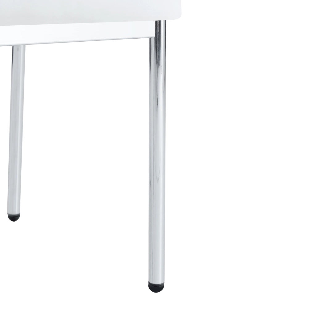 Set 4 Sedie da Pranzo ¨C MINIMAL ¨C PU Bianco con Gambe in Metallo Argento