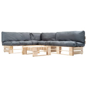 Set Divani da Giardino Pallet 4 pz con Cuscini Grigi in Legnocod mxl 93913