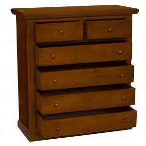 Cassettiera 6 cassetti in legno arte povera tinta noce 86x40x96 - Mobili 2G
