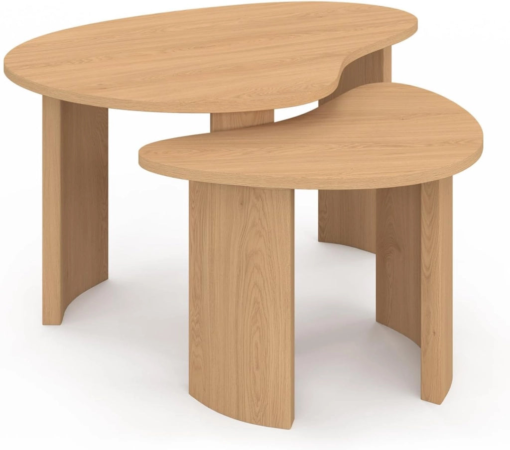 Set di 2 tavolini nidificanti COLINE 70/50 in legno effetto faggio