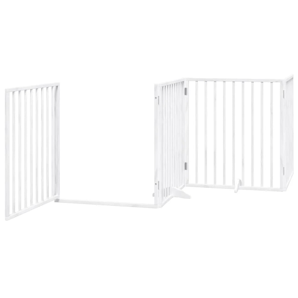 Cancelletto di sicurezza per animali domestici porta pieghevole 10 pannelli legno di pioppo bianco 02_0023096
