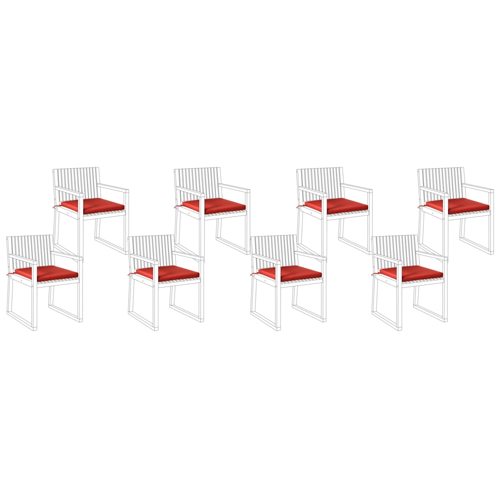 Set di 8 cuscini per sedie da giardino in tessuto poliestere resistente ai raggi UV Rosso