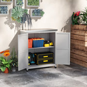 ARMADIO DA GIARDINO 79 x 43 x 92 cm Legno Grigio con piano di lavoro