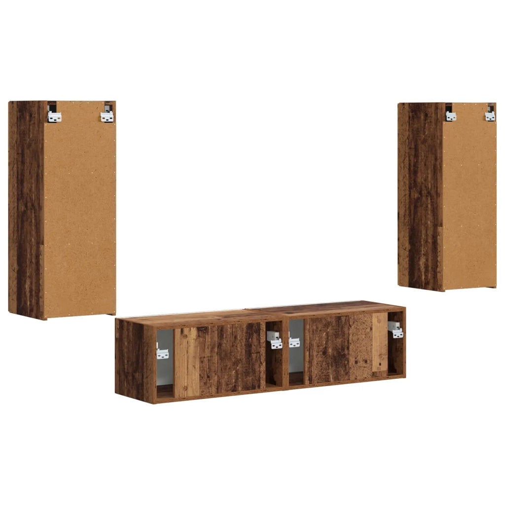 Set mobile TV 2 pz-Credenza per TV Legno vecchio Legno multistrato 529448