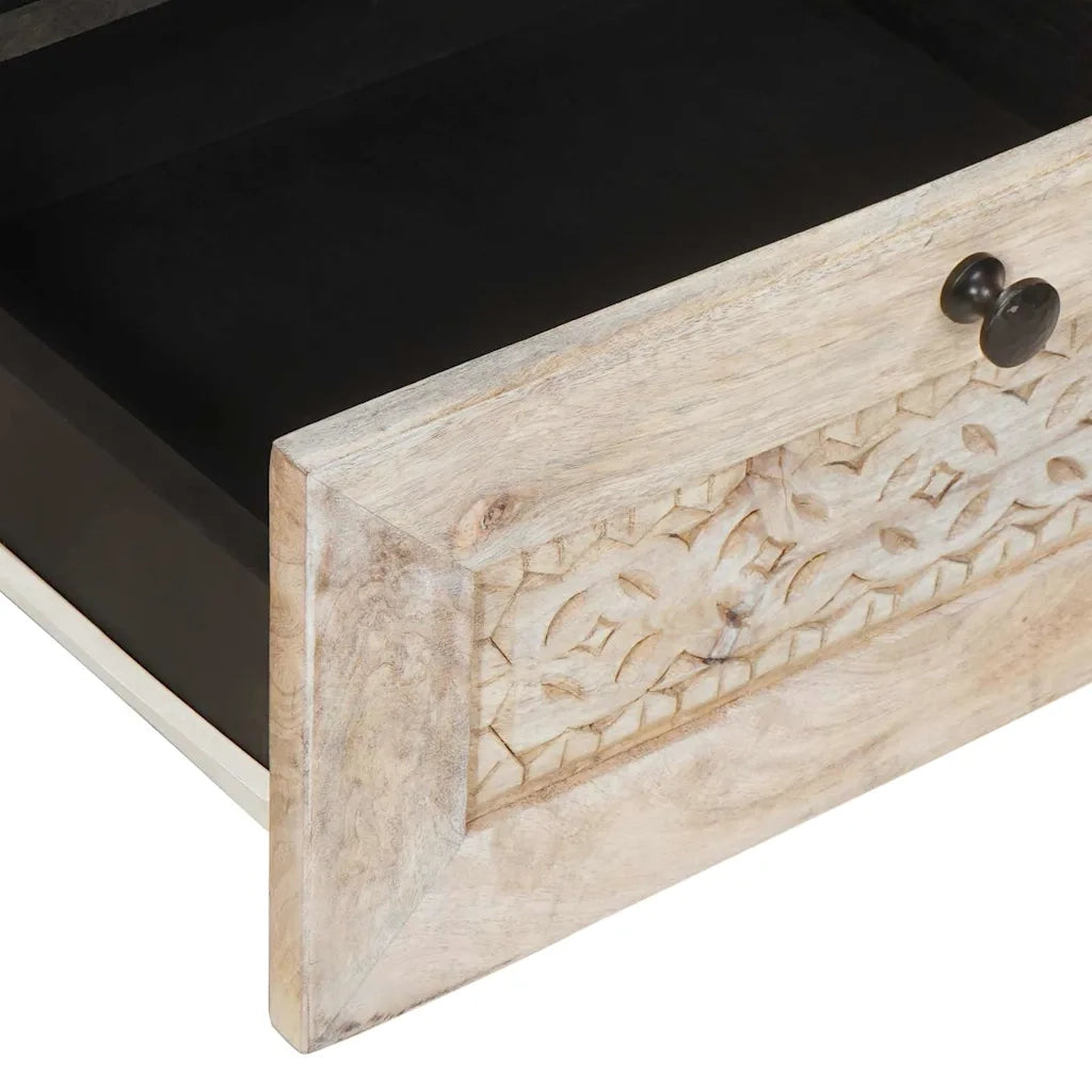 vidaXL Mobile TV Bianco 105 x 33 x 46 cm legno massello di mango