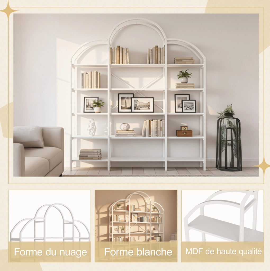Scaffale a 5 ripiani in MDF e metallo 170x26x190 cm bianco