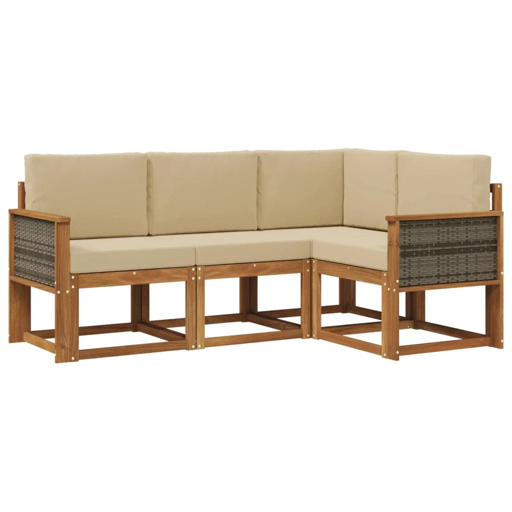 Set di divani da esterno 4 pcs Naturale e Beige Poliestere 3385169