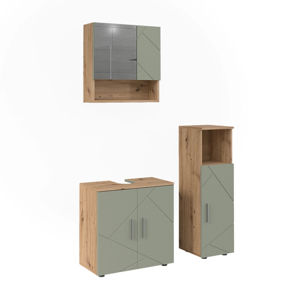 Vicco Set di mobili da bagno Verde salvia 3 parti