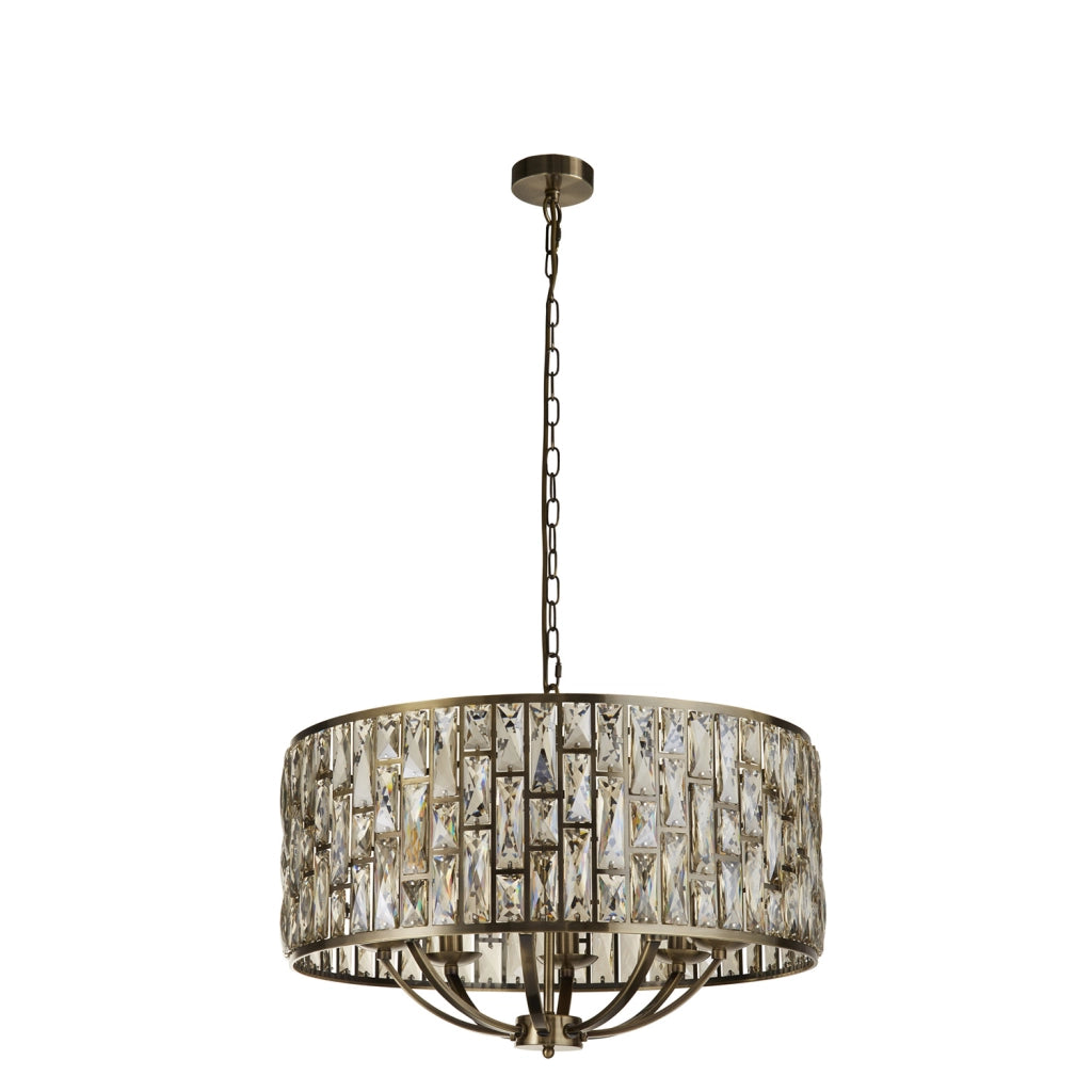 Lampada a sospensione Bijou da 8 litri - metallo in ottone anticato e bicchiere di champagne