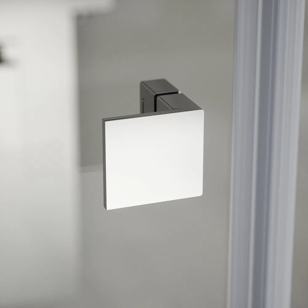Porta doccia 151-155cm profili cromati apertura a battente e parete fissa vetro 8mm trasparente h195 | Fiji