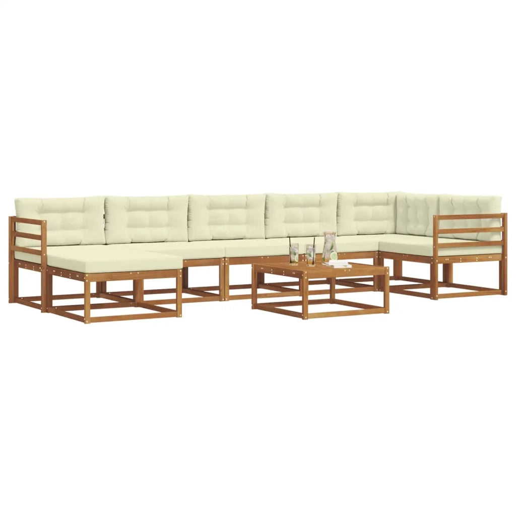 Set di divani da esterno con cuscino 8 pcs Naturale e Crema
