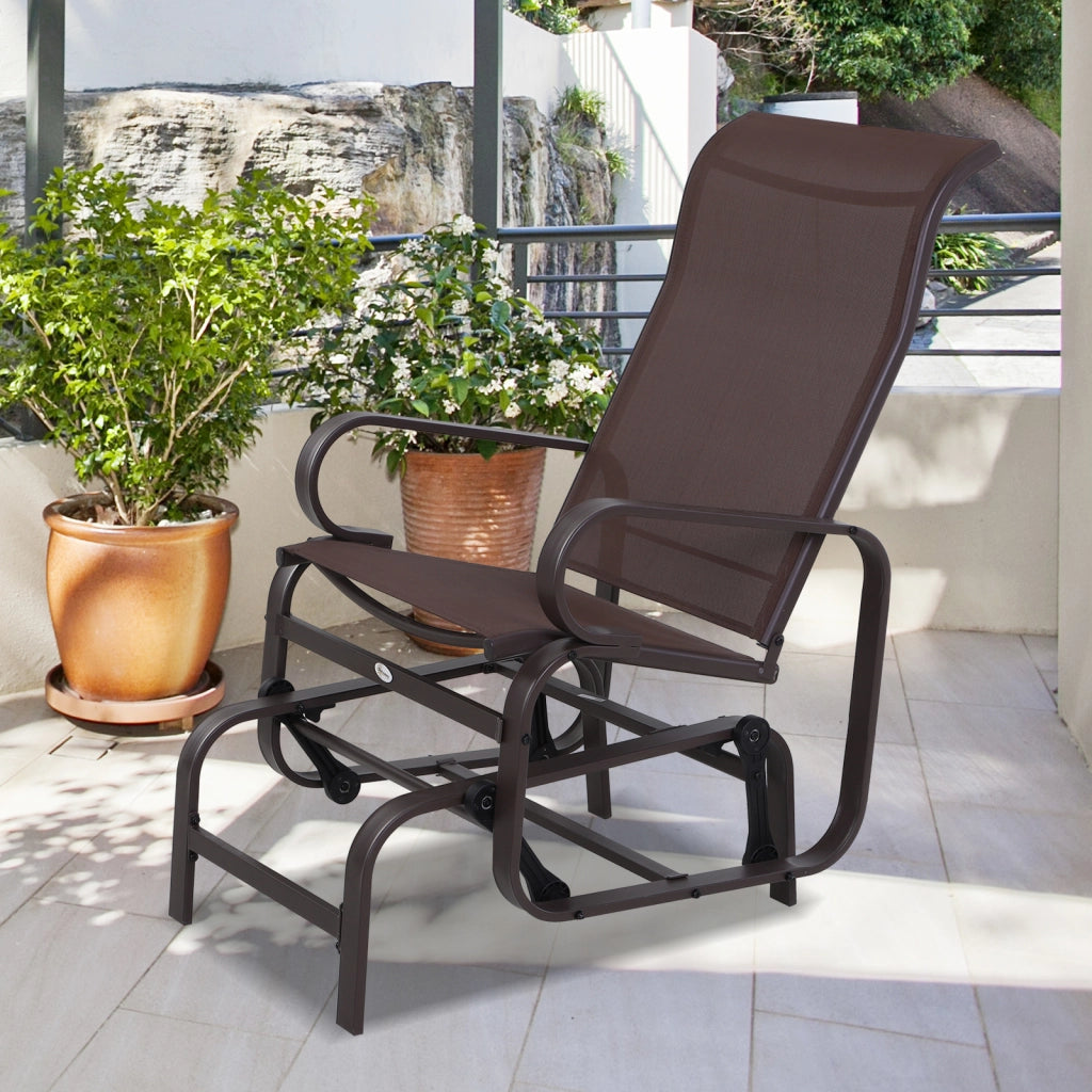 Sedia a dondolo sedia reclinabile in metallo per patio e balcone grigia