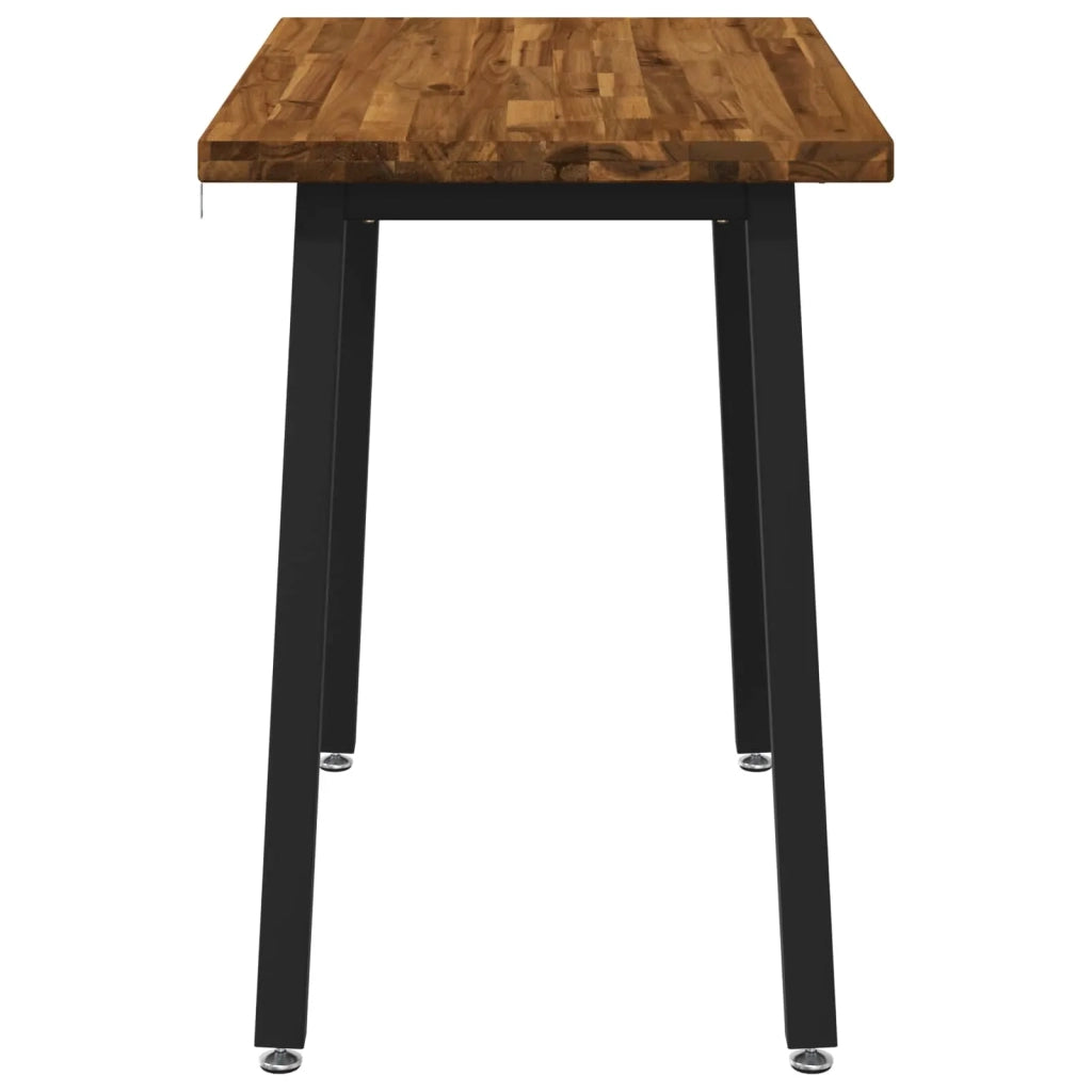 110 x 55 x 75 cm Legno di Acacia Massello Naturale e Nero 937581