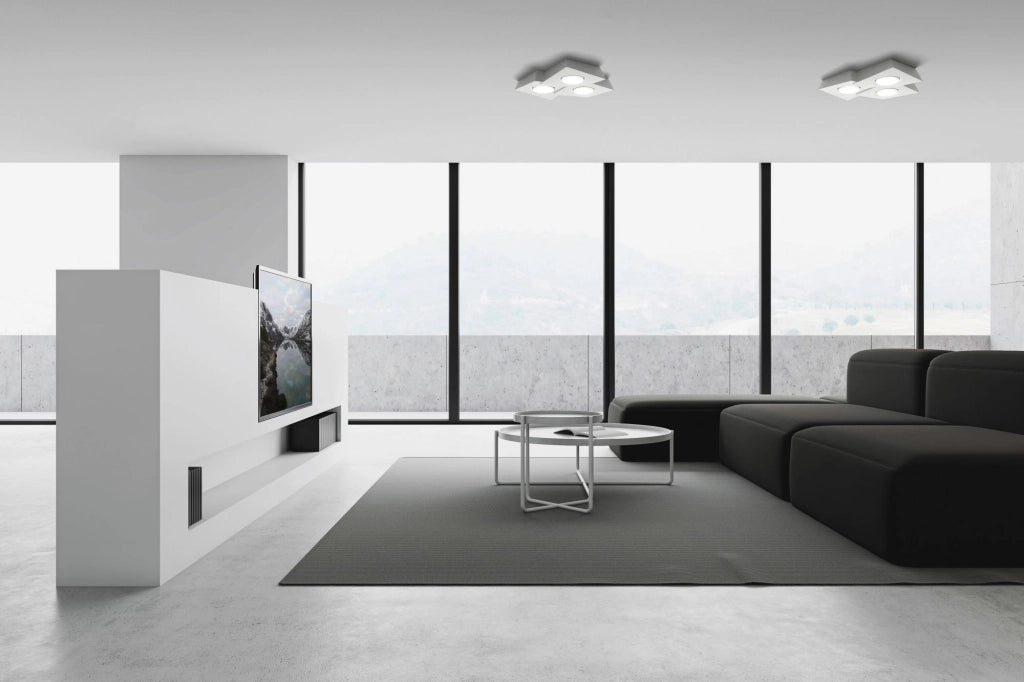 ANCHISE lampada da Soffitto 3 Luci in gesso bianco attacco GX53 l.32x33,8cm