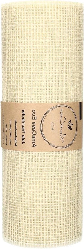 Tappetino di Juta 10 metri - Nastro da Tavolo Decorativo - Etichetta Compostabile - Bianco 30cm/10m