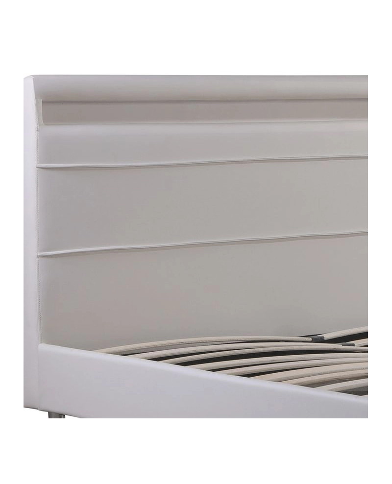 Letto Matrimoniale Moderno Ecopelle Bianco, Led 220x174cm