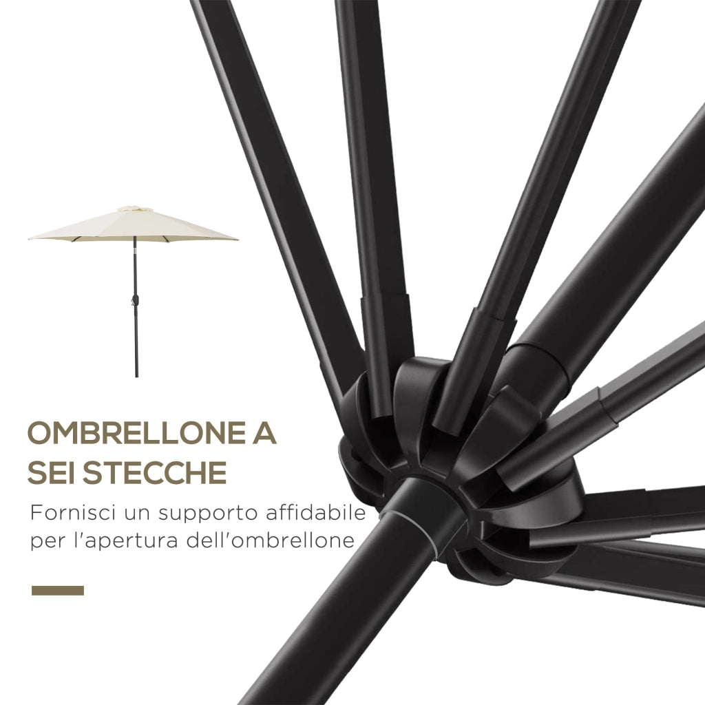 Ombrellone da Giardino Ø2.7x2.35 m Palo Ø38 mm in Alluminio Inclinabile Bianco