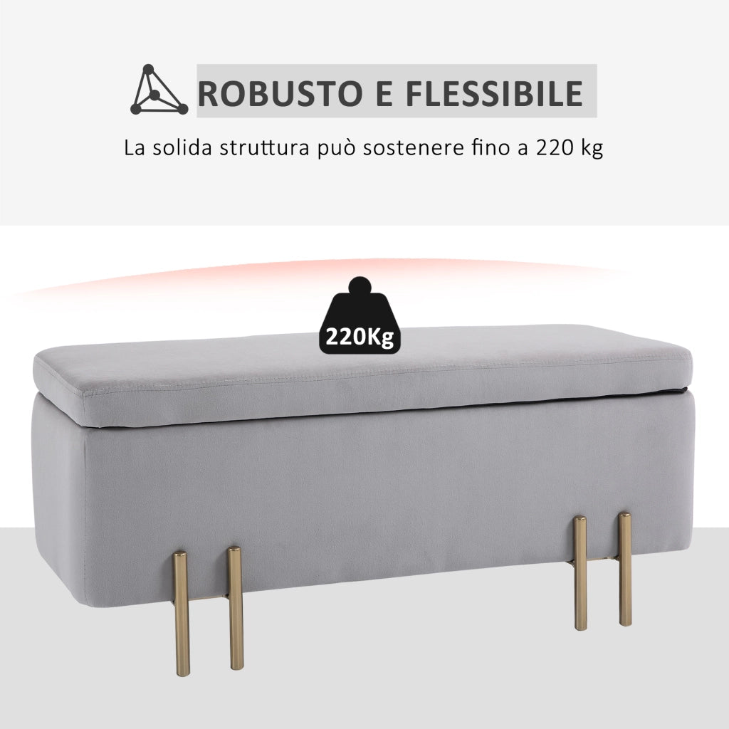 Panca Contenitore Imbottita ¨C Zephmum ¨C Grigio 100x40x42 cm