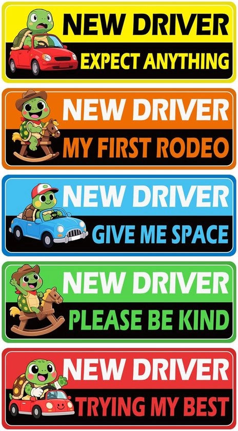 Etichette per autostickers 5 pezzi - accessori magnetici - bussola per studenti - adesivi decorativi - decorazione auto - ideale per nuovi conducenti - etichette per patente di guida