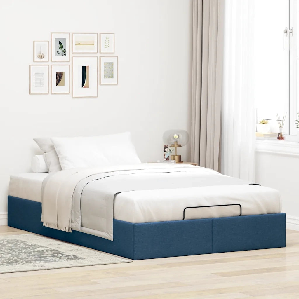 Struttura Letto Pouf senza Materasso Blu 120x190 cm in Tessuto