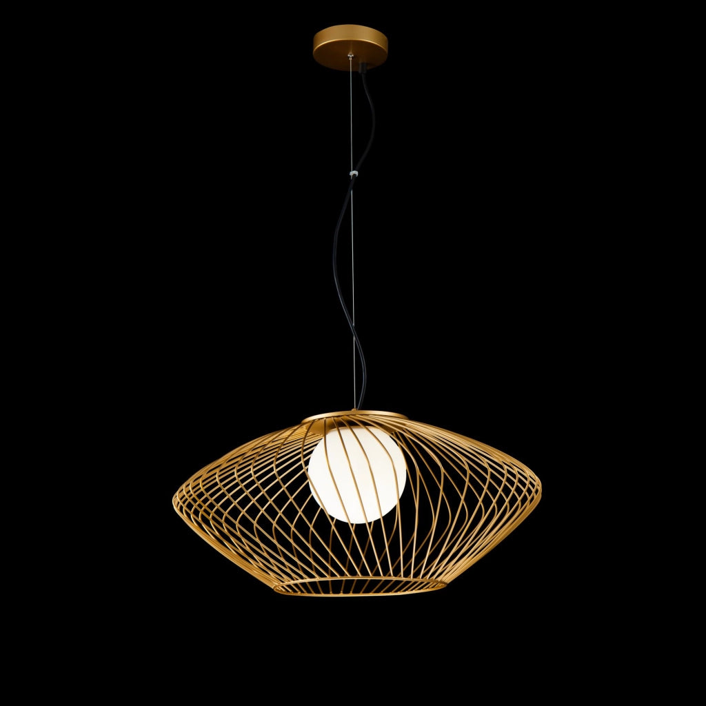Maytoni Lampadario contemporaneo Plec 1 luce E27 oro metallo diffusore vetro bianco