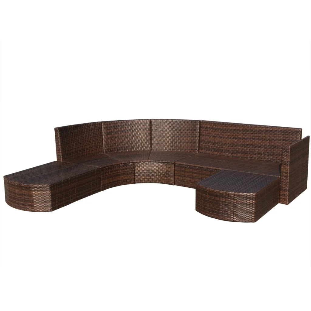 Set Divani da Giardino 4 pz con Cuscini in Polyrattan Marrone 43298