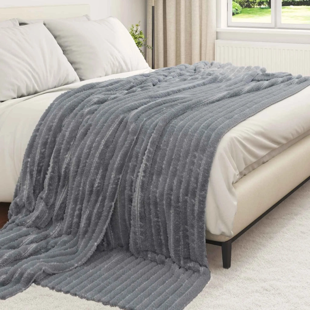 Coperta Grigio scuro 240 x 220 cm Panno 42016831