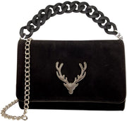 Borsa da donna con elementi metallici (argentato) per dirndl, tasca per abito tradizionale, schoudertas DTA097