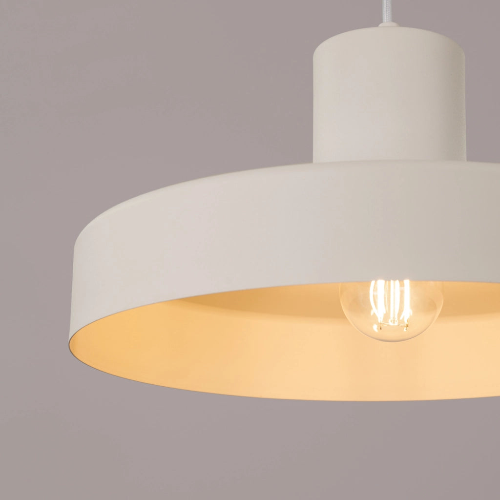 Lampada a sospensione BILO in acciaio beige E27 moderna rotonda 35x120cm
