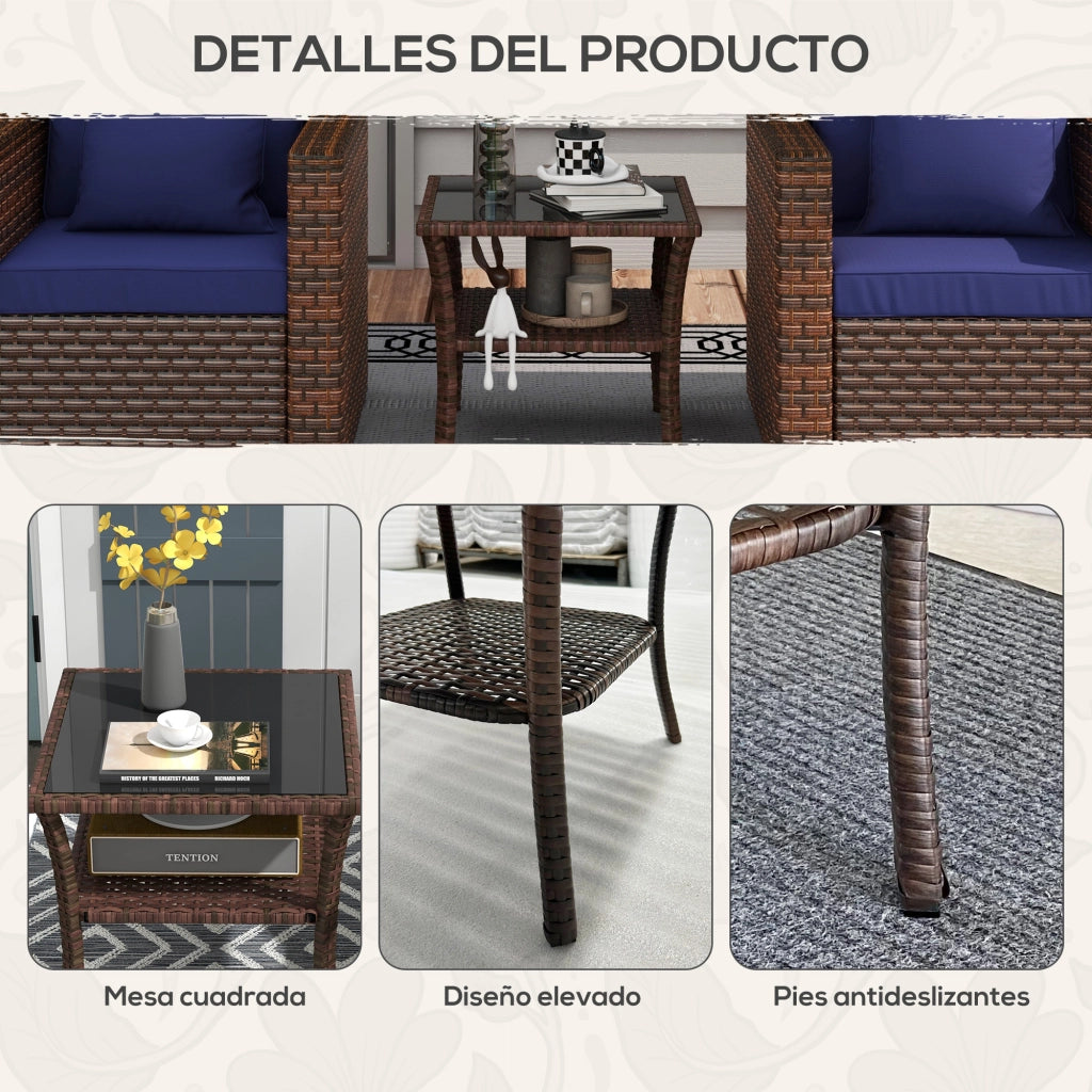 Tavolino da Giardino in Rattan ¨C zephmum ¨C Marrone 50x50x45 cm