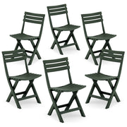 Set 6 sedie pieghevoli modello Sonia, realizzata in polipropilene ad alta resistenza, resistente ai raggi UV, ideale per bar, veranda, giardino, colore Verde Oliva