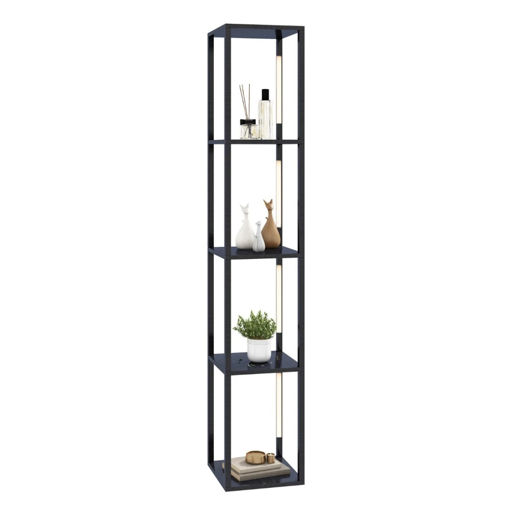Lampada da terra con 4 ripiani 29 x 29 x 163 cm dimmerabile luce flessibile stile moderno MDF nero 20_0019984