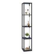 Lampada da terra con 4 ripiani 29 x 29 x 163 cm dimmerabile luce flessibile stile moderno MDF nero 20_0019984