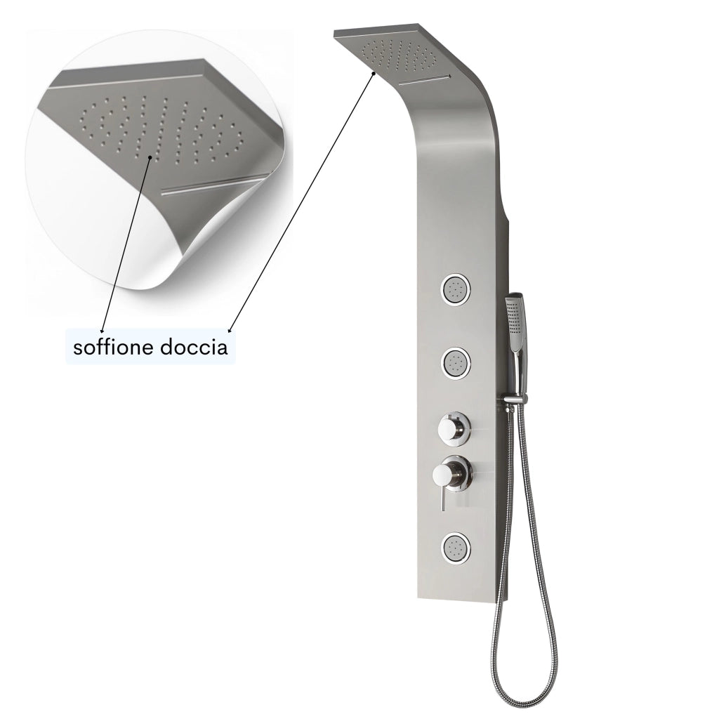 Colonna doccia step acciaio inox 3 getti idro lombari e cascata h120xl20 *** confezione 1