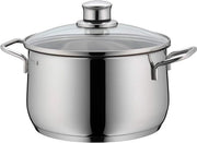 Pentola da Cottura 20 cm - Con Coperchio in Vetro e 37 L di Capacità di Stoccaggio - Acciaio Inossidabile Cromargan Liscio Argento