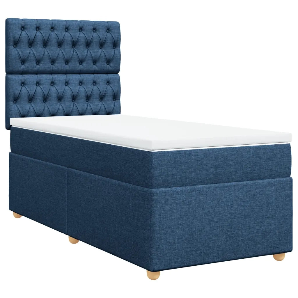 vidaXL Giroletto a Molle con Materasso Blu 100x200 cm in Tessuto