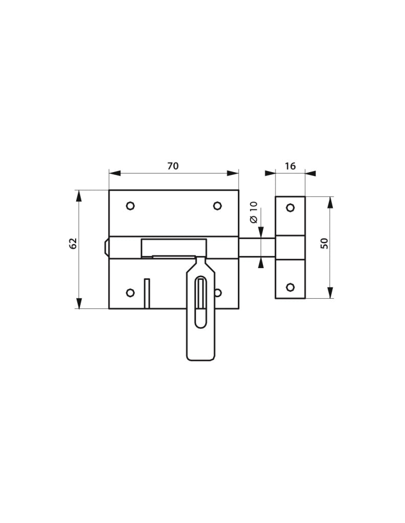 Chiusura a chiavistello per porta, Ø 10 mm, porta lucchetto, acciaio – THIRARD