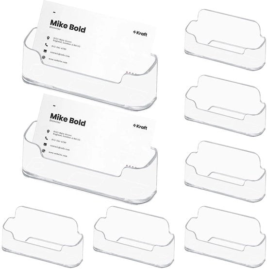 Porta Carta Visite trasparente - Set di 8 - Acquario di alta qualità - 9,7 x 3,6 x 4,6 cm