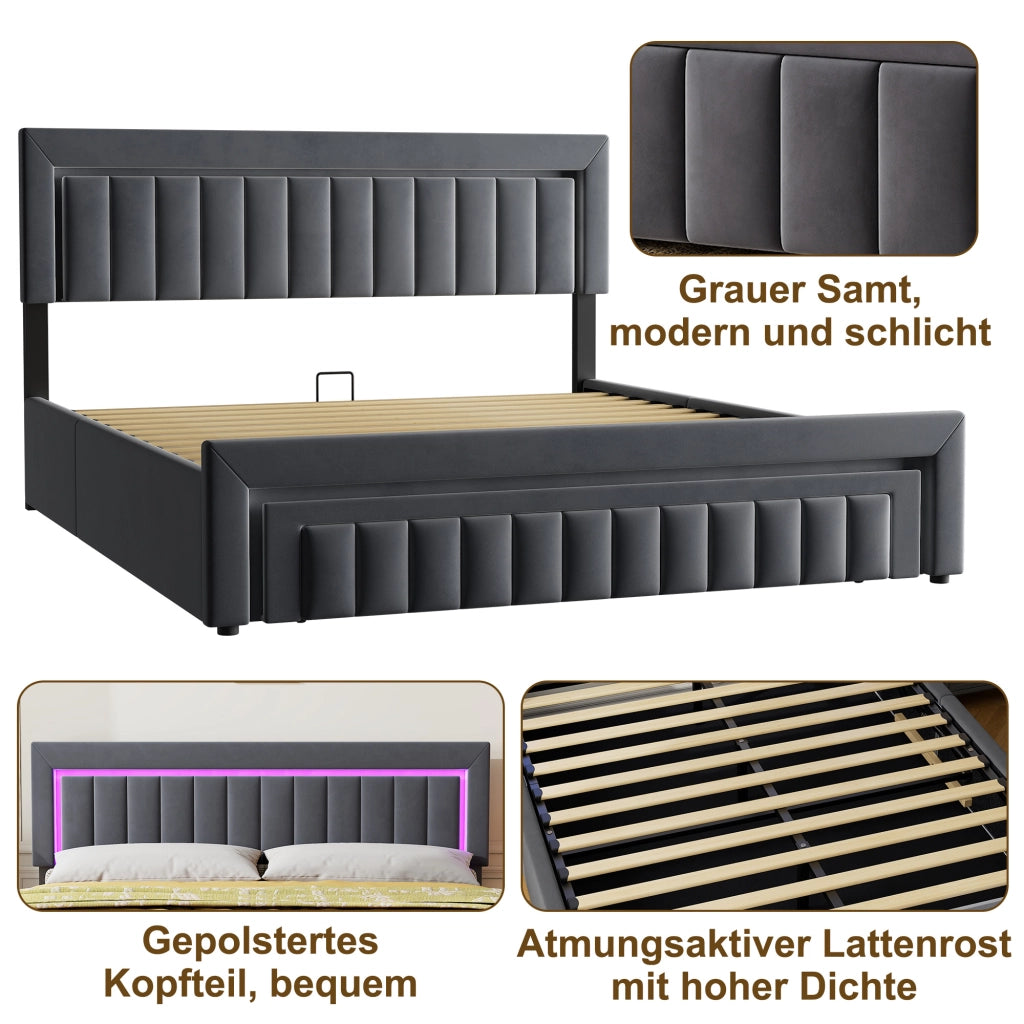 Letto contenitore 180x200 cm, colore grigio